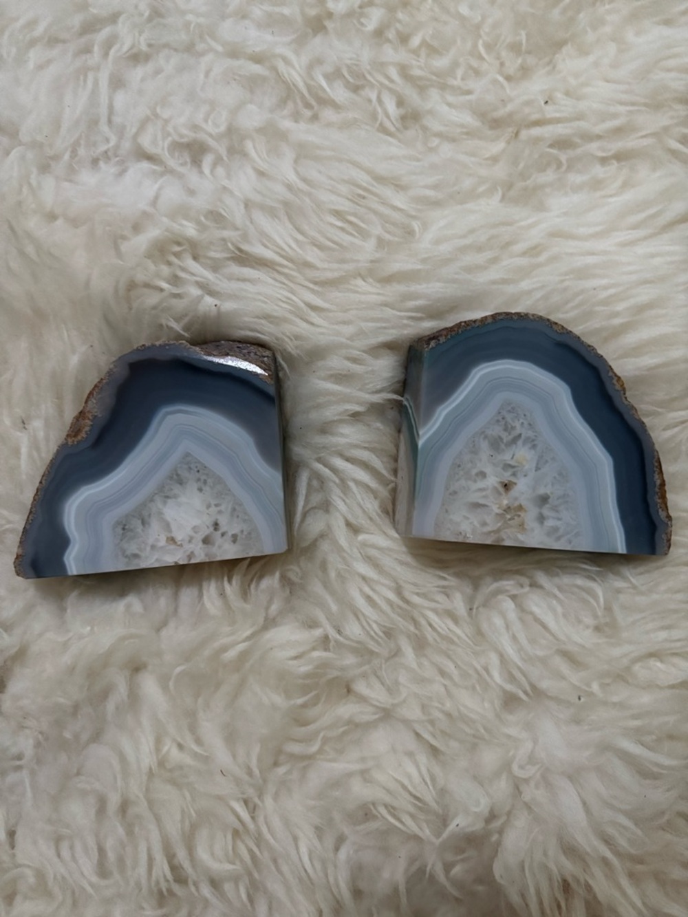 Blue Agate Bookends - Pair - gems minerals crystals